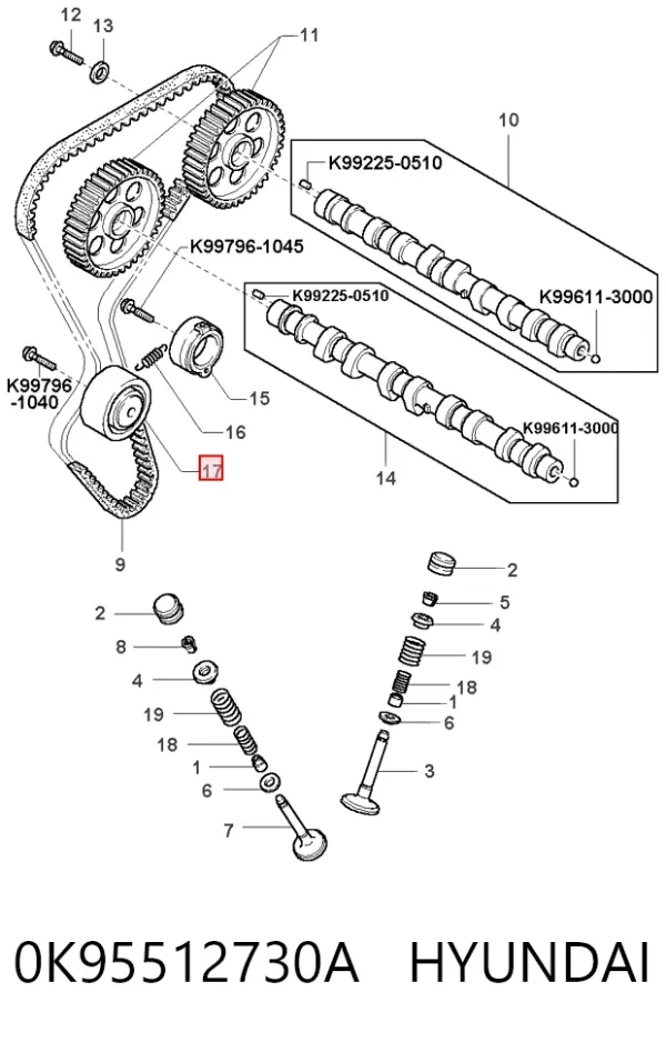 Ролик паразитний ГРМ 0K95512730A Hyundai/Kia