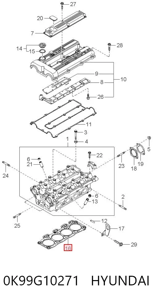 Прокладка ГБЦ 0K99G10271 Hyundai/Kia