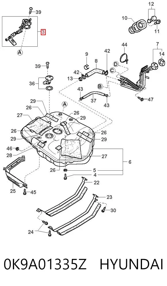 Бензонасос 0K9A01335Z Hyundai/Kia