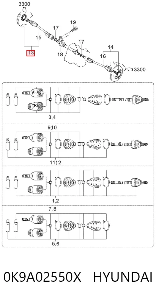 Піввісь права 0K9A02550X Hyundai/Kia