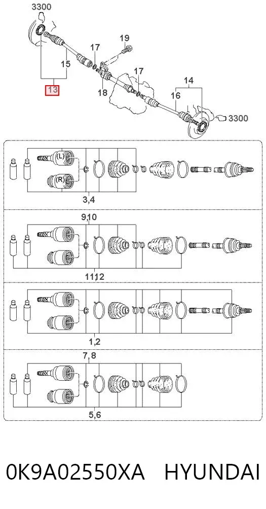 Піввісь права 0K9A02550XA Hyundai/Kia