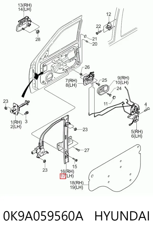 Склопідйомник передньої лівої двері KIA Clarus K9A