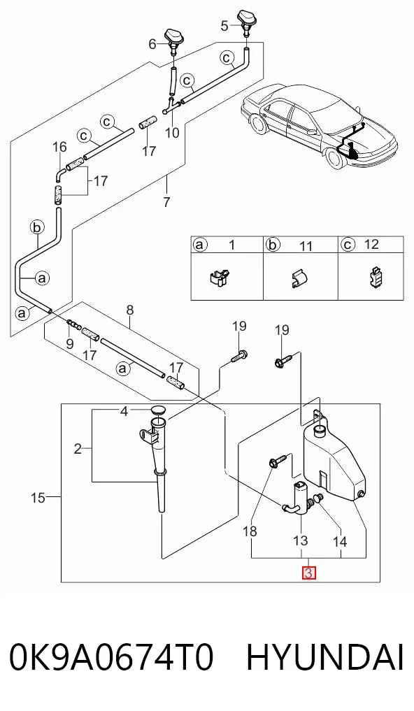 Бачок омивача 0K9A0674T0 Hyundai/Kia