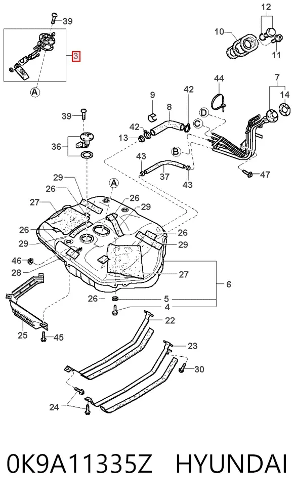Бензонасос 0K9A11335Z Hyundai/Kia