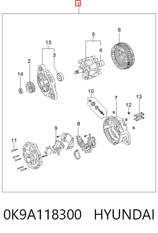 Генератор 0K9A118300 Hyundai/Kia