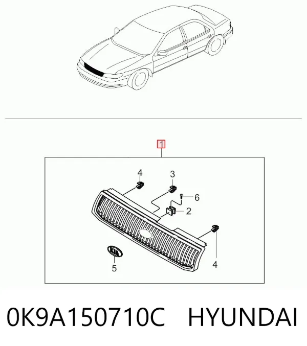Решітка радіатора 0K9A150710C Hyundai/Kia