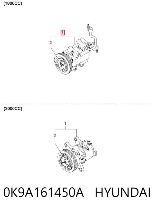 Компресор кондиціонера 0K9A161450A Hyundai/Kia