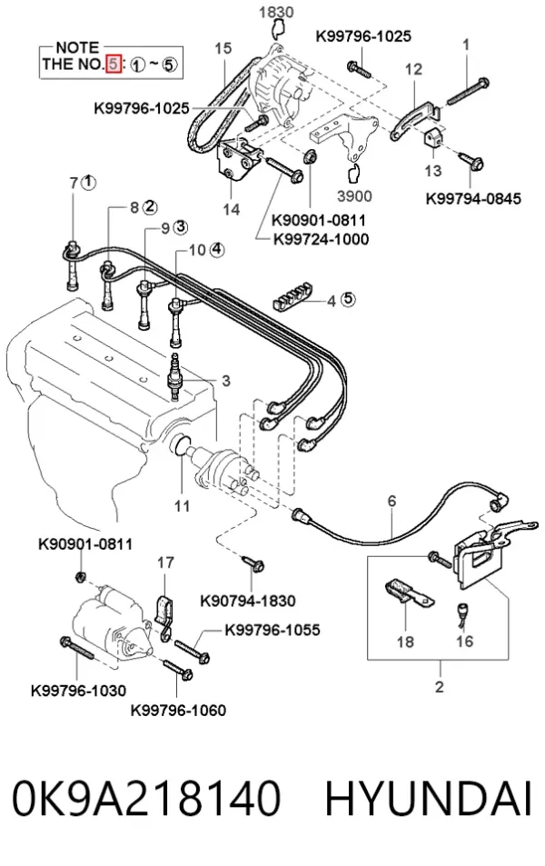 Високовольтні дроти 0K9A218140 Parts-Mall