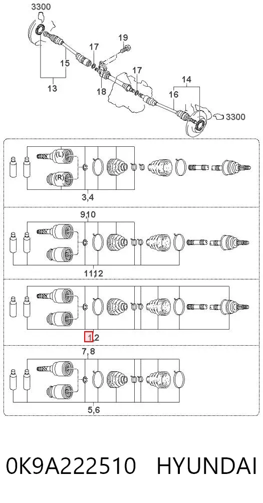 ШРУС зовнішній передній 0K9A222510 Hyundai/Kia