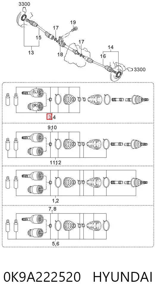 ШРУС внутрішній правий 0K9A222520 Hyundai/Kia