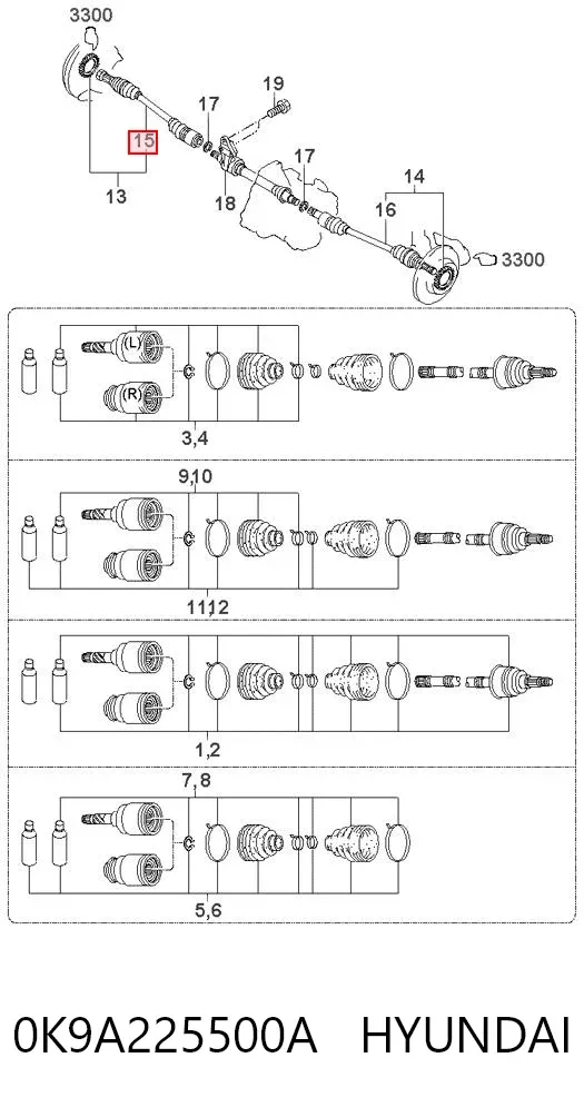 Піввісь права 0K9A225500A Hyundai/Kia