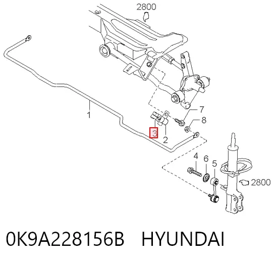 Втулка стабілізатора заднього 0K9A228156B Hyundai/Kia