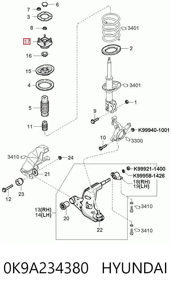 Опора амортизатора переднього 0K9A234380 Hyundai/Kia