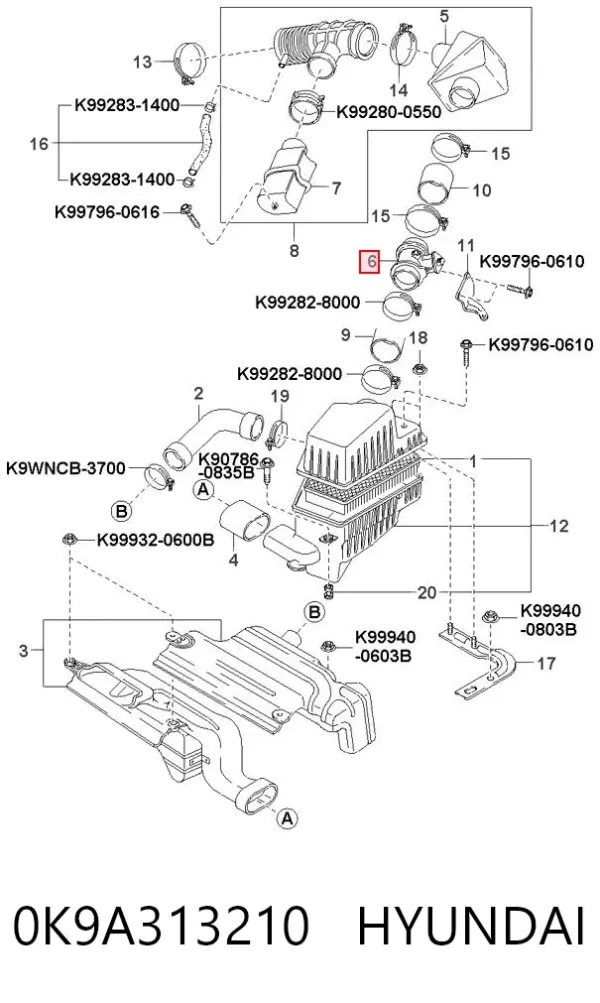 ДМРВ 0K9A313210 Hyundai/Kia