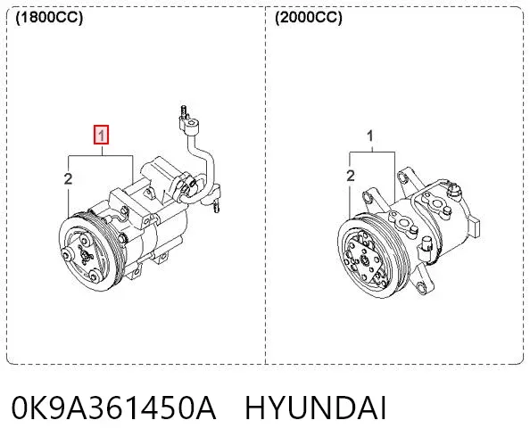 Компресор кондиціонера 0K9A361450A Hyundai/Kia