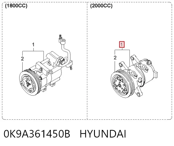 Компресор кондиціонера 0K9A361450B Hyundai/Kia