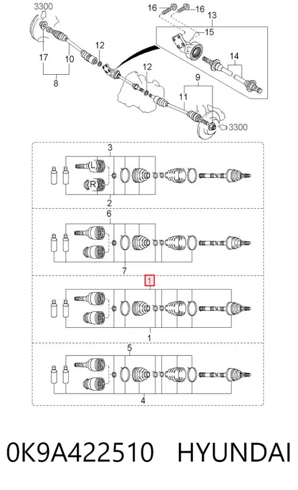 ШРУС зовнішній передній 0K9A422510 Hyundai/Kia