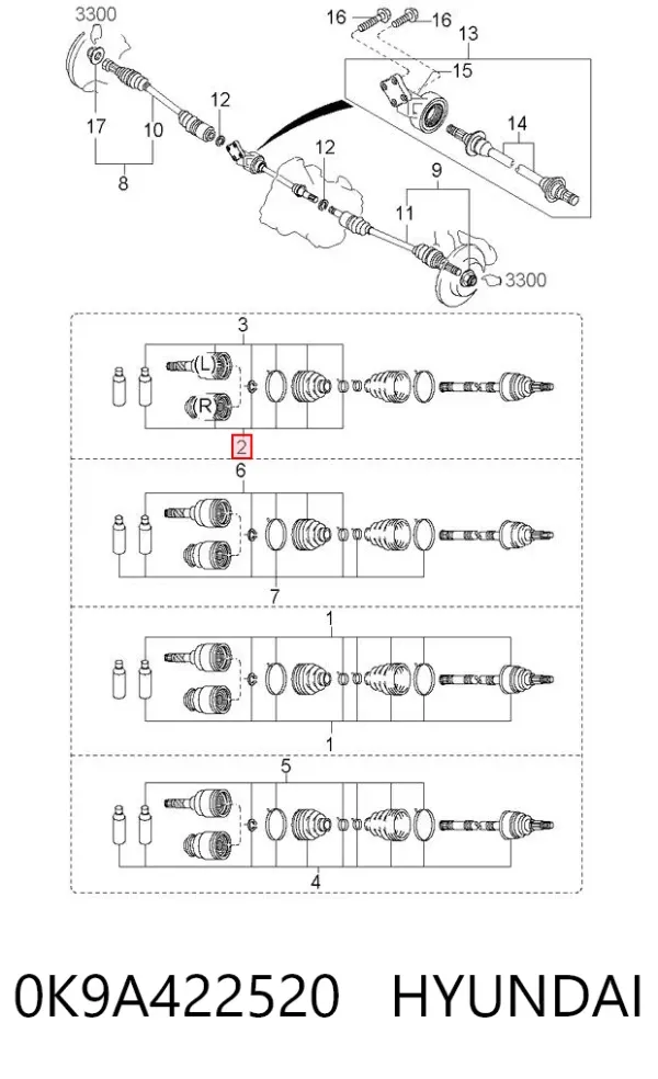 ШРУС внутрішній правий 0K9A422520 Hyundai/Kia
