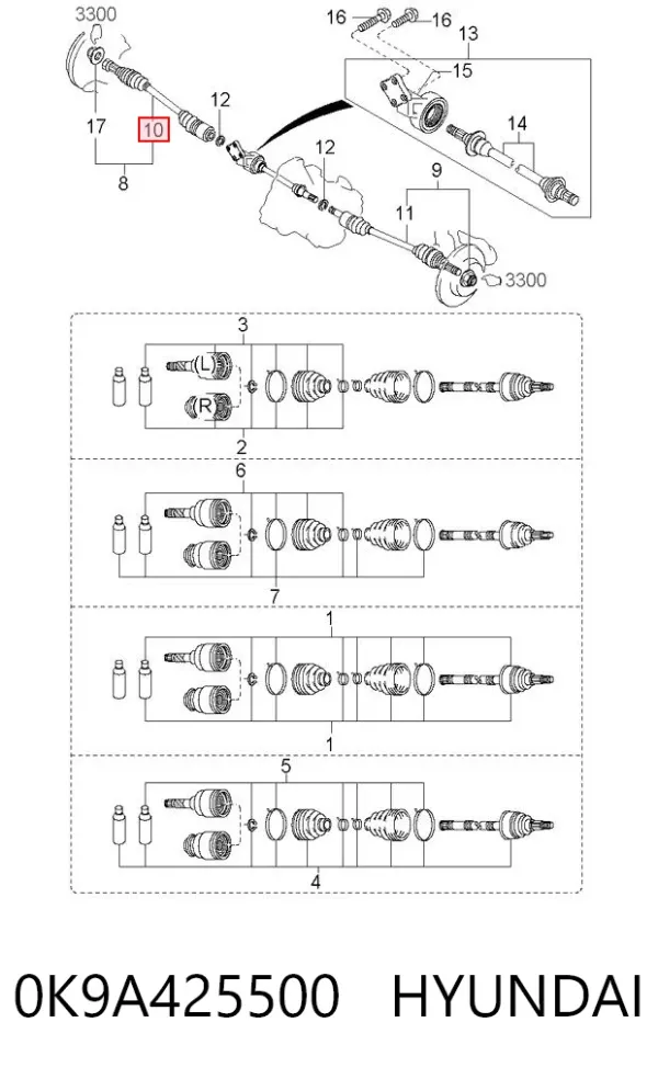 Піввісь права 0K9A425500 Hyundai/Kia