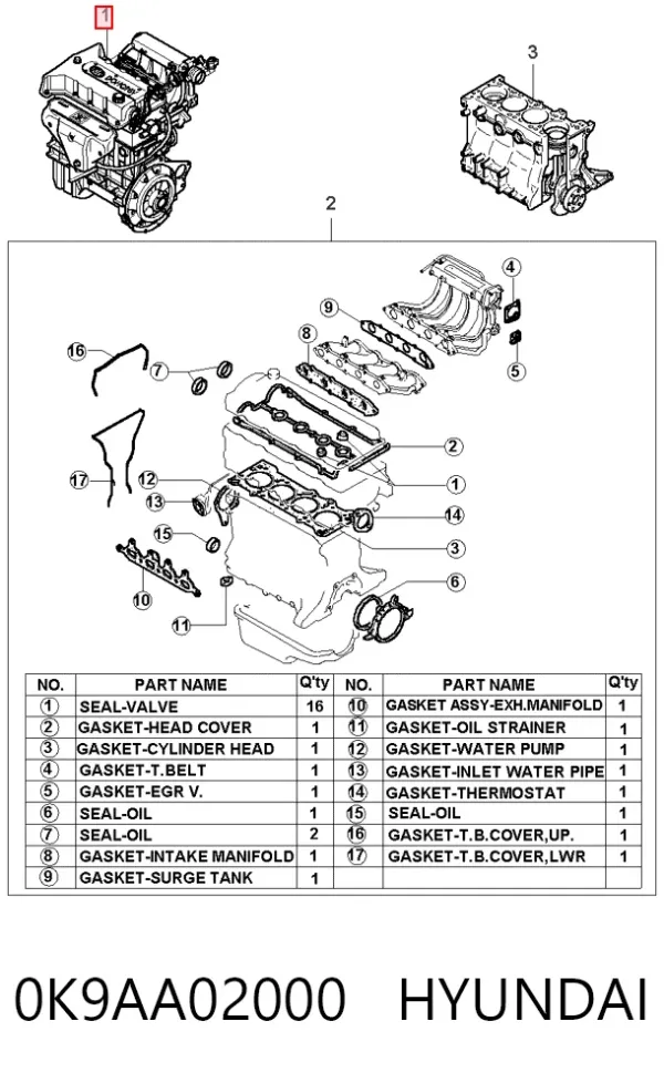 Двигун 0K9AA02000 Hyundai/Kia
