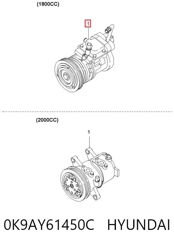 Компресор кондиціонера 0K9AY61450C Hyundai/Kia