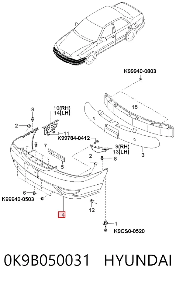 Передній бампер 0K9B050031 Hyundai/Kia