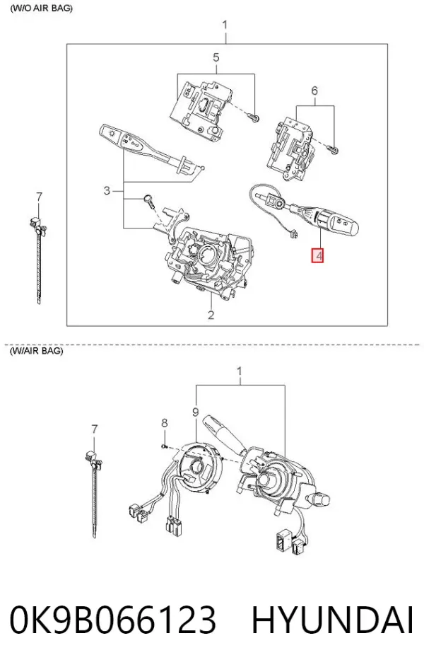 Перемикач підрульовий, правий 0K9B066123 Hyundai/Kia