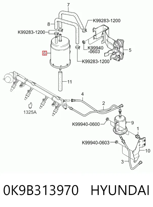 Абсорбер парів 0K9B313970 Hyundai/Kia