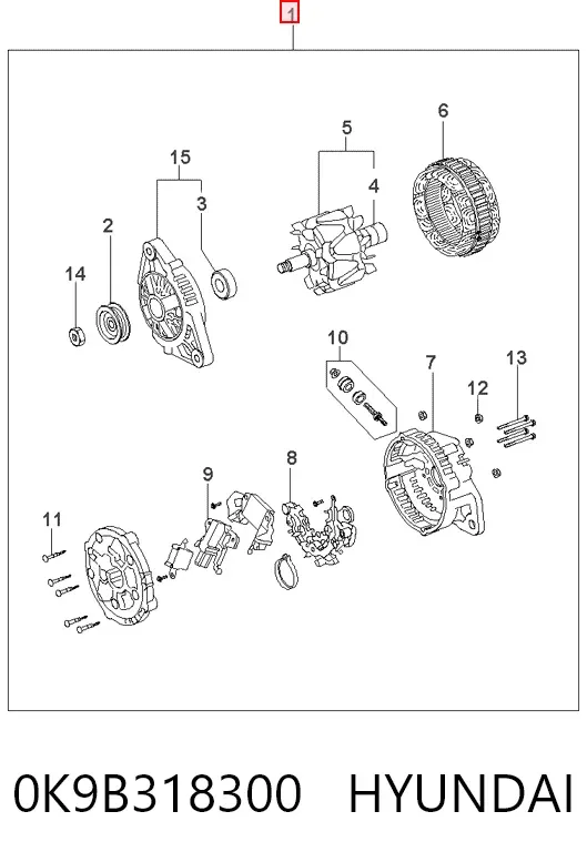 Генератор 0K9B318300 Hyundai/Kia