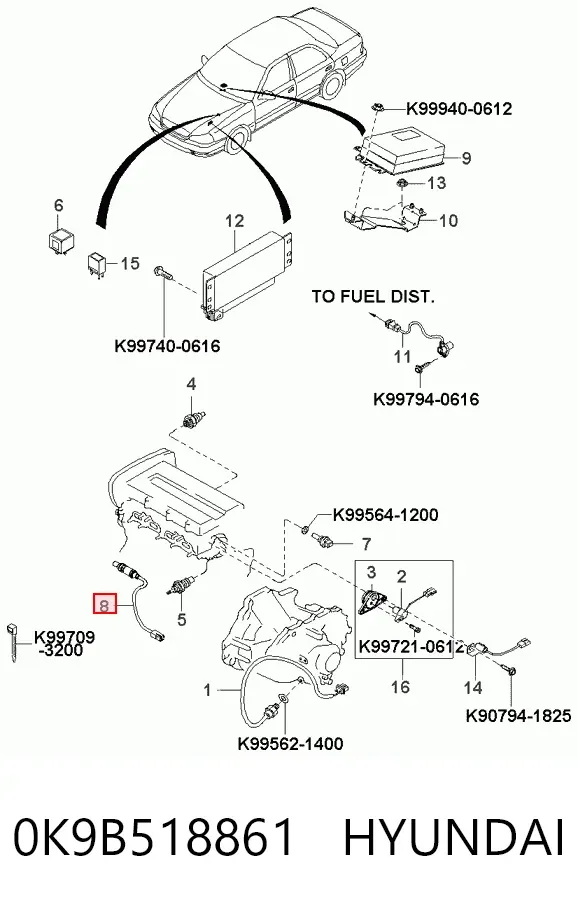 Лямбда-зонд 0K9B518861 Hyundai/Kia
