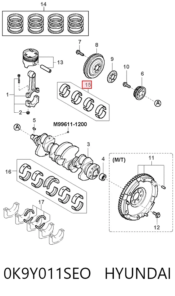 Вкладиші шатунні 0K9Y011SEO Hyundai/Kia