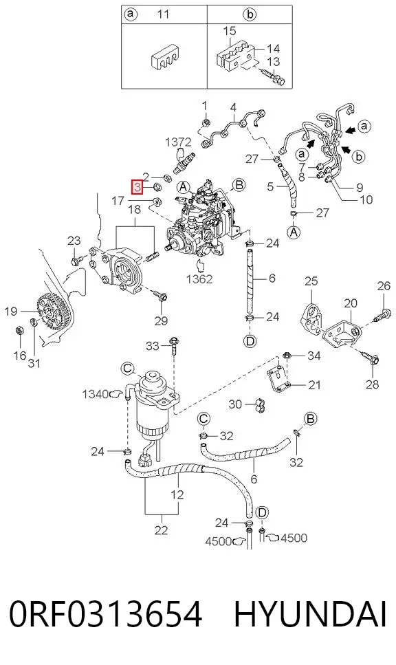 Ремкомплект форсунок 0RF0313654 Hyundai/Kia