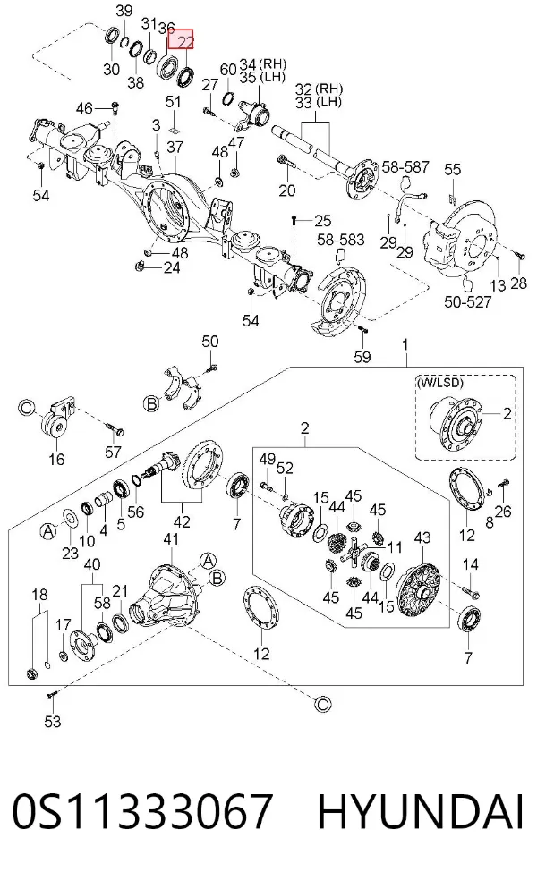 Сальник задньої маточини, зовнішній 0S11333067 Hyundai/Kia