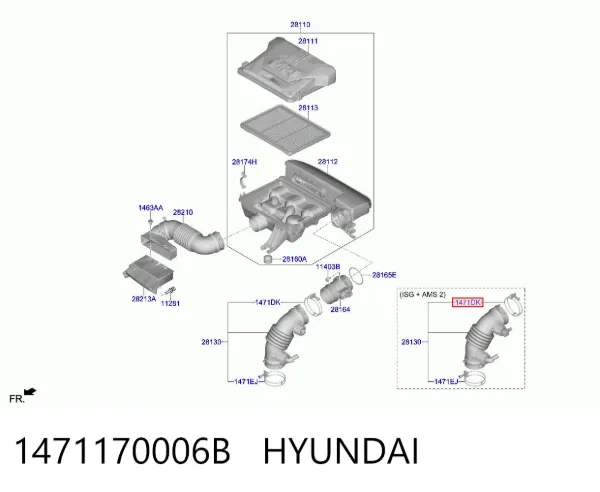 Хомут стяжний металевий, універсальний 1471170006B Hyundai/Kia