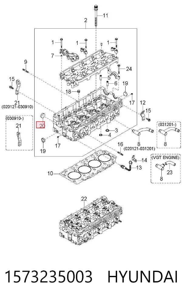 Заглушка блоку циліндрів 1573235003 Hyundai/Kia
