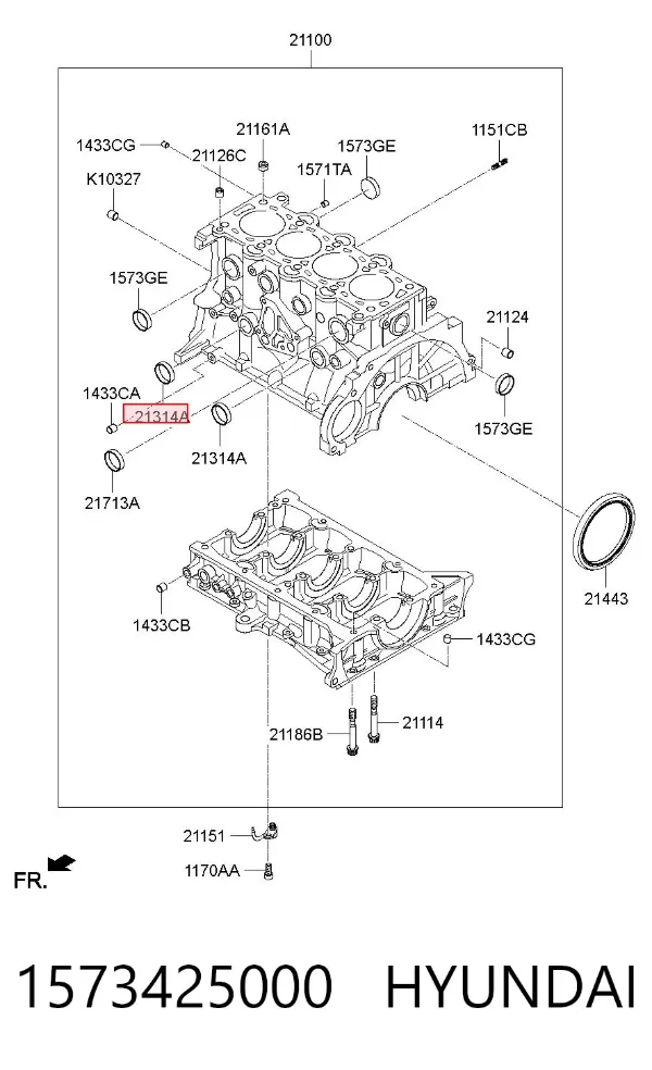 Заглушка блоку циліндрів 1573425000 Hyundai/Kia