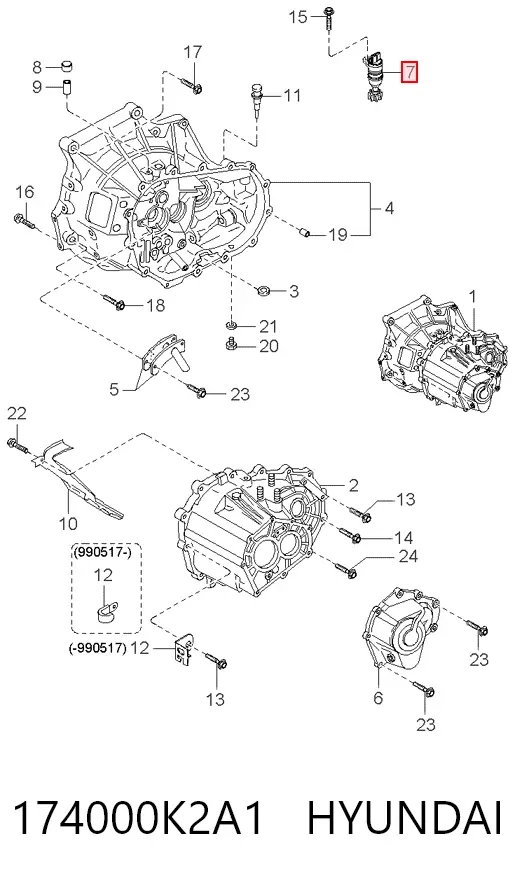 Шестерня спідометра, ведена 174000K2A1 Hyundai/Kia