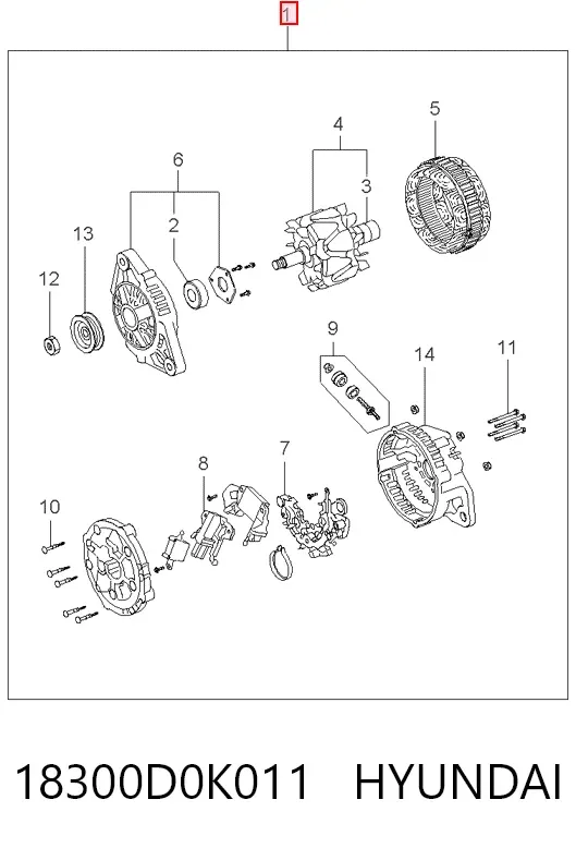 Генератор 18300D0K011 Hyundai/Kia