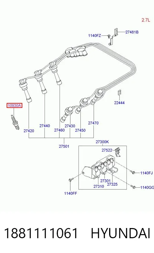 Свічки запалювання 1881111061 Hyundai/Kia