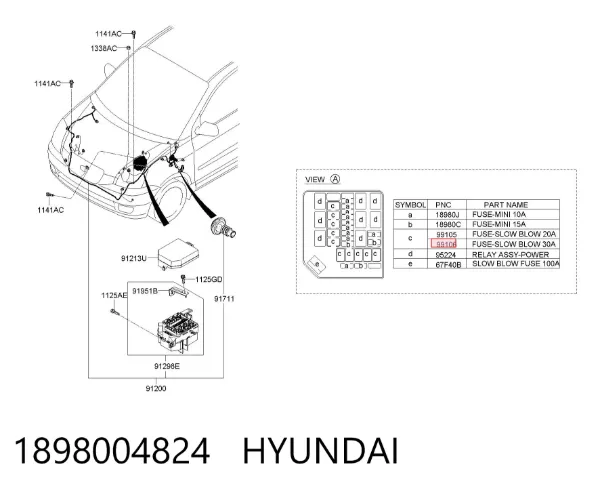 Запобіжник 1898004824 Hyundai/Kia
