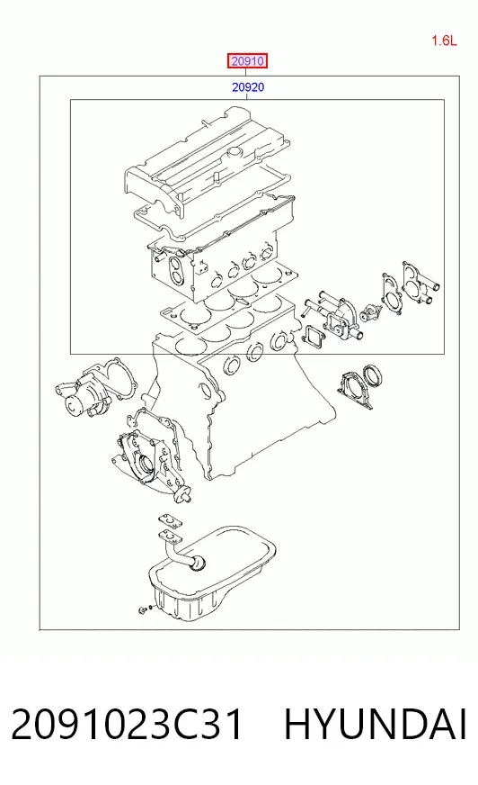 Комплект прокладок 2091023C31 Hyundai/Kia