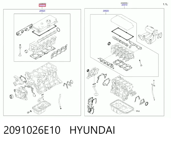 Комплект прокладок 2091026E10 Hyundai/Kia