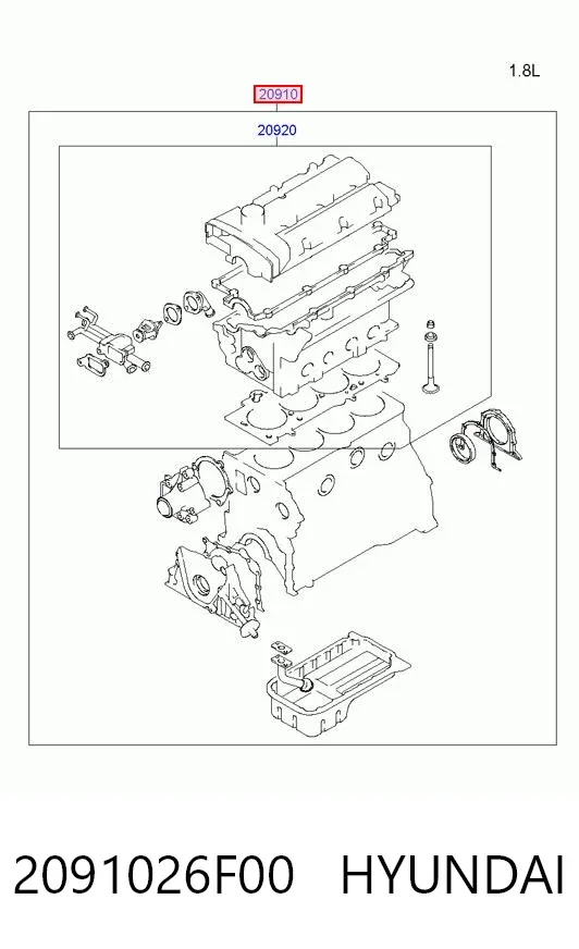 Комплект прокладок 2091026F00 Hyundai/Kia