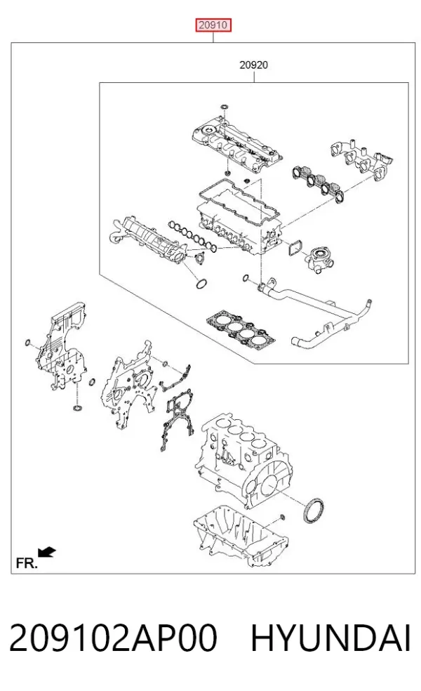 Комплект прокладок 209102AP00 Hyundai/Kia