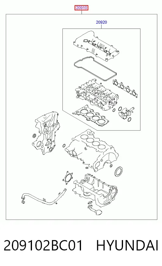 Комплект прокладок 209102BC01 Hyundai/Kia