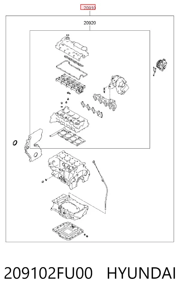 Комплект прокладок 209102FU00 Hyundai/Kia