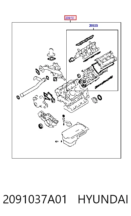 Комплект прокладок 2091037A01 Hyundai/Kia