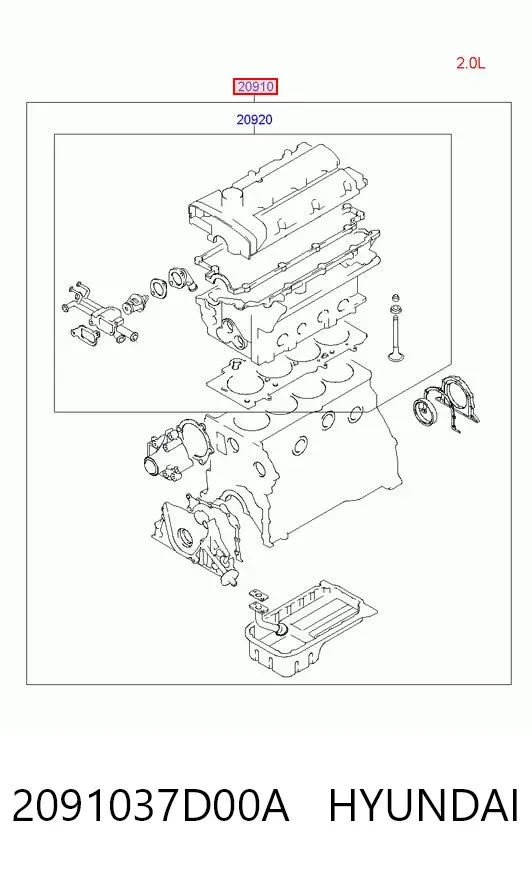 Комплект прокладок 2091037D00A Hyundai/Kia