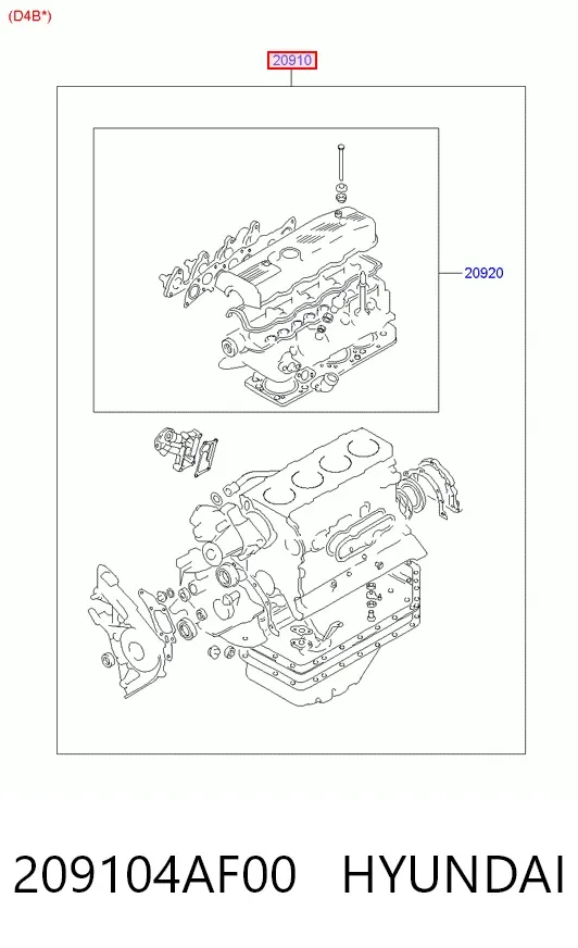 Комплект прокладок 209104AF00 Hyundai/Kia