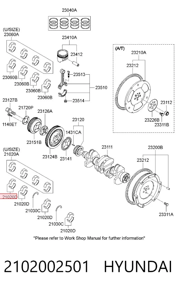 Вкладиші шатунні 2102002501 Hyundai/Kia